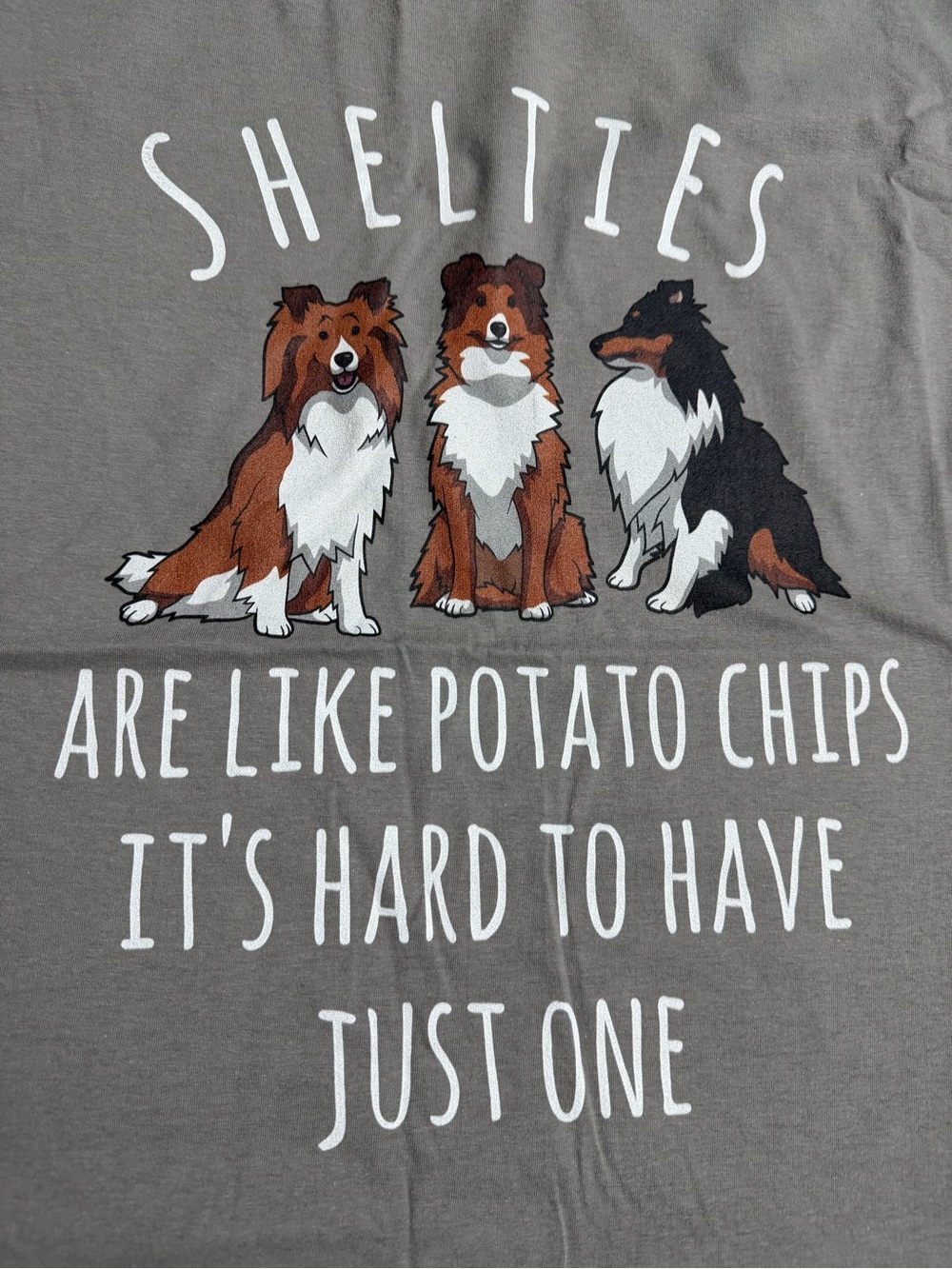 Gray Sheltie Shetland Sheep Dog Lover Graphic Tshirt